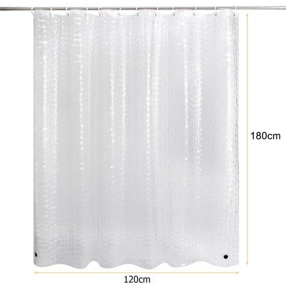 WELTRXE Duschvorhang 120x180cm für Schmale Dusche und Badewanne, Wasserdicht Antibakteriell Eva Vorhang Anti-Schimmel mit Gewicht Magnet Unten, Transparent 3D Kubisch, 0.15mm Dünn