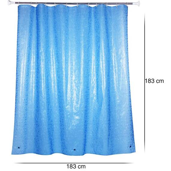 WELTRXE Duschvorhang Anti-Schimmel mit Gewicht Magnet unten, 0.2mm [183x183cm] Wasserdicht Antibakteriell Eva Vorhang für Dusche und Badewanne, 3D Steinmuster Blau, inkl. 12 Duschvorhangringen Kinder