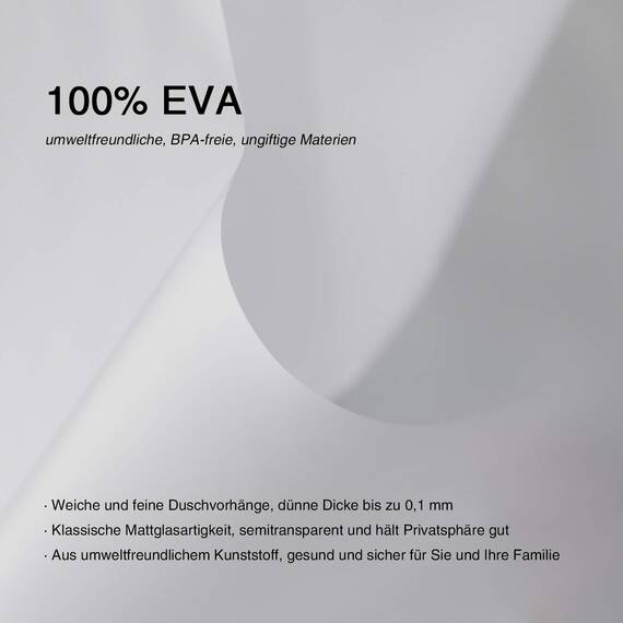 WELTRXE Duschvorhang mit Gewicht Magnet unten, Semitransparent Mattglasartig Eva Wasserdicht Vorhang für Dusche und Badewanne, 180x200cm Weiche Badevorhänge mit 12 Duschvorhangringen Kinde