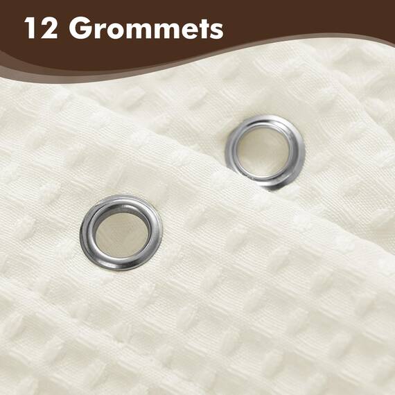 Barossa Design Extra Langer Duschvorhang mit Waffelmuster, 213,4 cm Höhe, Hotel, Luxus, Spa, wasserabweisend, 230 g/m², strapazierfähig, maschinenwaschbar, cremefarbenes Piqué-Muster, 180 x 213 cm