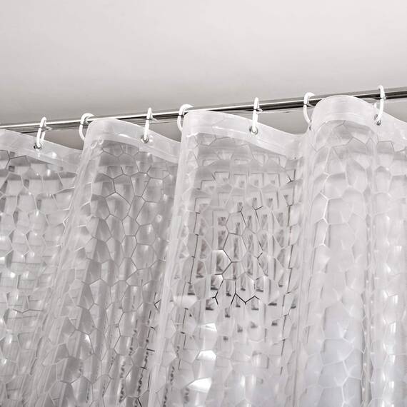 WELTRXE Duschvorhang Anti-Schimmel mit Gewicht Magnet unten, Transparent 3D Kubisch EVA Wasserdicht Antibakteriell Vorhang für Dusche und Badewanne, 0.15mm [180x180cm] mit 12 Duschvorhangringen Kinder