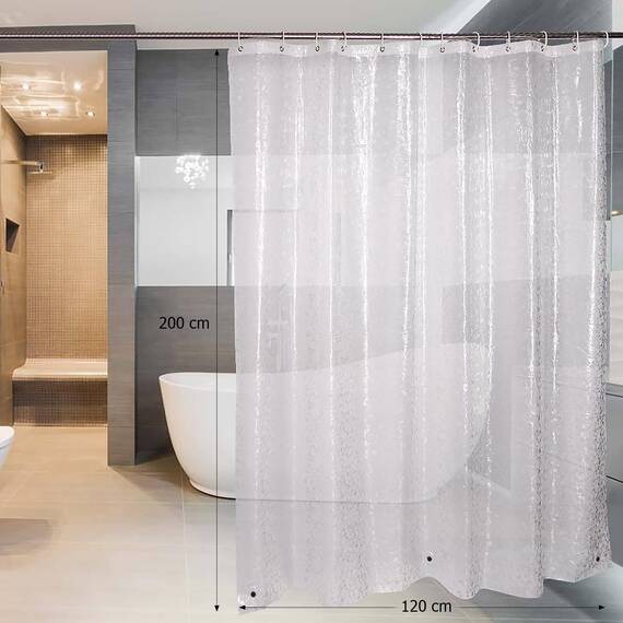 WELTRXE Duschvorhang Anti-Schimmel mit Gewicht Magnet unten, 0.2mm [120x200cm] Wasserdicht Antibakteriell Eva Vorhang für Dusche und Badewanne, 3D Steinmuster, inkl. 8 super Duschvorhangringen Kinder