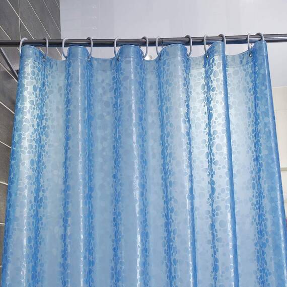 WELTRXE Duschvorhang Anti-Schimmel mit Gewicht Magnet unten, 0.2mm [183x200cm] Wasserdicht Antibakteriell Eva Vorhang für Dusche und Badewanne, 3D Steinmuster Blau, inkl. 12 Duschvorhangringen Kinder