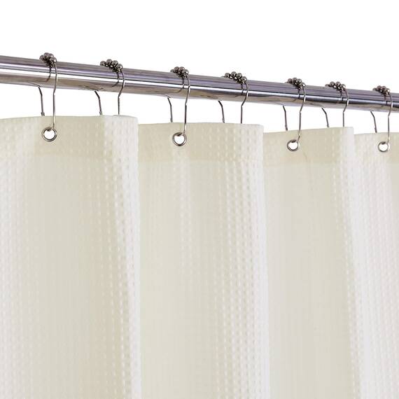 Barossa Design Extra Langer Duschvorhang mit Waffelmuster, 213,4 cm Höhe, Hotel, Luxus, Spa, wasserabweisend, 230 g/m², strapazierfähig, maschinenwaschbar, cremefarbenes Piqué-Muster, 180 x 213 cm
