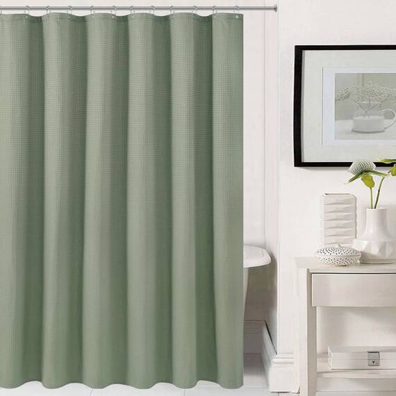 Barossa Design Duschvorhang, Waffelgewebe, luxuriös, schwer, Dicker Stoff, Duschvorhänge für Badezimmer, wasserabweisend, 180 x 182 cm, Salbeigrün