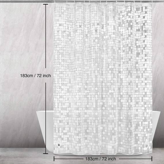 WELTRXE Duschvorhang Anti-Schimmel 183x183cm mit Gewicht Magnet unten, Transparent Geometrisch Eva Wasserdicht Antibakteriell Vorhang für Dusche und Badewanne, mit 12 Duschvorhangringen Kinder