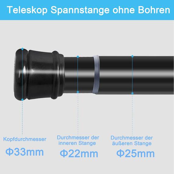 Gardinenstange 4m Extra Länge Duschstange ohne Bohren Duschvorhangstange Ausziehbar Teleskop Kleiderstange Teleskopstange für Badezimmer,Schlafzimmer Weiß(190-410CM Φ32mm)
