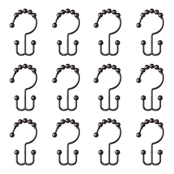 Zenna Home Metall-Doppelgleit-Duschringe Ölschliff-Bronze - Set mit 12 robusten, rostbeständigen Duschringen mit sanftem Gleiten für Duschvorhänge und Liner
