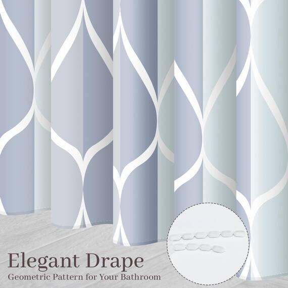 Gelbchu Duschvorhang, geometrisch, dunkelblau, wasserdichtes Design und Polyester, schnell trocknend, blauer Stoff Duschvorhänge Set für Badezimmer 72x72, langlebig und waschbar mit 12 Haken