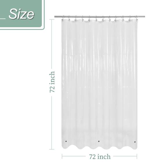 Mrs Awesome Transparenter Duschvorhang mit 3 Magneten, 182,9 x 182,9 cm, hochwertiger, Flexibler Stabiler Kunststoff-Duschvorhang für Badezimmer, leicht und wasserdicht, Transparent