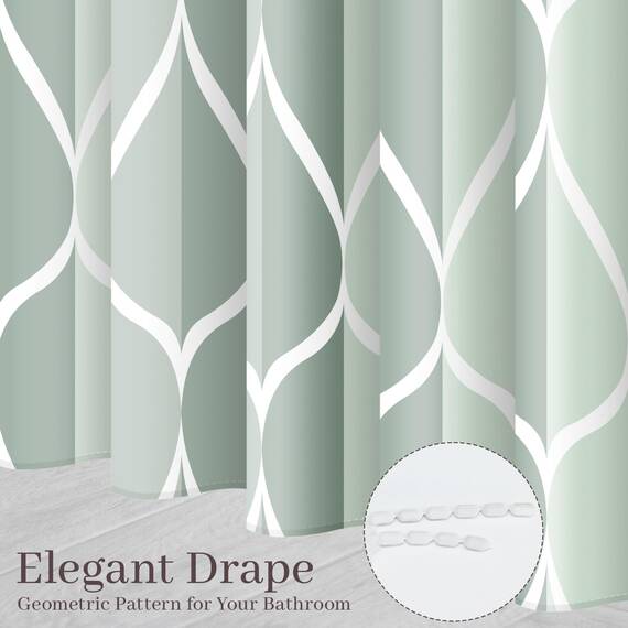 Gelbchu Duschvorhang, dunkelgrün, geometrisch, wasserdichtes Design und Polyester, schnell trocknend, beschwerter Saum, grüner Stoff, 72 x 72, langlebig und waschbar mit 12 Haken