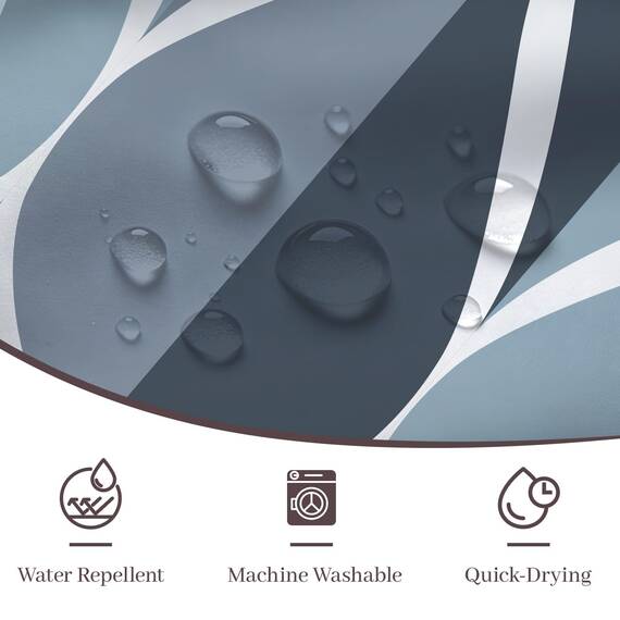 Gelbchu Ägäis Blau Geometrische Duschvorhang, Wasserdichtes Design und Polyester, Schnelltrocknend, Blau Stoff Duschvorhänge Set für Badezimmer B 72xH 78, Langlebig und Waschbar mit 12 Haken
