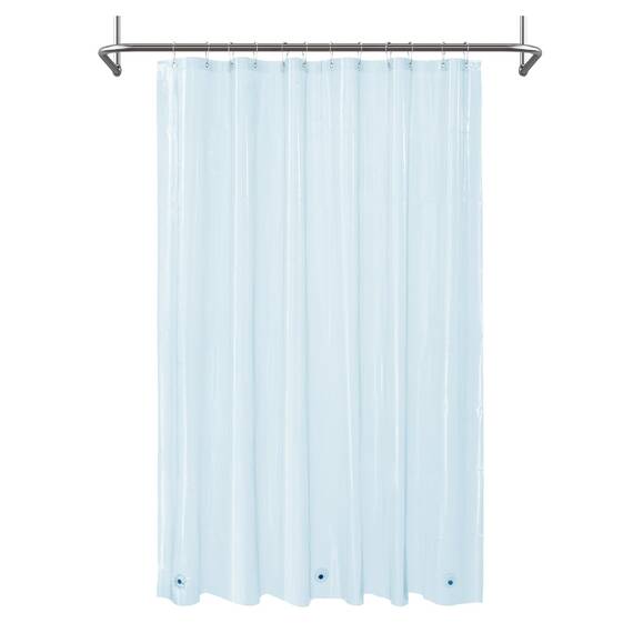 Mrs Awesome Transparenter Blauer Duschvorhang mit 3 Magneten, 182,9 x 182,9 cm, hochwertiger, Flexibler Stabiler Kunststoff-Duschvorhang für Badezimmer, leicht und wasserdicht, Blau transparent