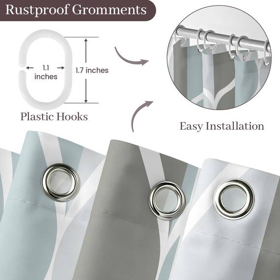 Gelbchu Grauer Stoff Duschvorhang Wasserdichtes Design und Polyester Schnelltrocknend Beschwerter Saum Duschvorhänge Set für Badezimmer B 72 x H 72 Langlebig und waschbar mit 12 Haken