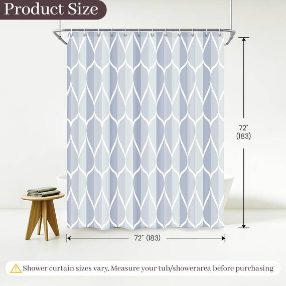 Gelbchu Duschvorhang, geometrisch, dunkelblau, wasserdichtes Design und Polyester, schnell trocknend, blauer Stoff Duschvorhänge Set für Badezimmer 72x72, langlebig und waschbar mit 12 Haken