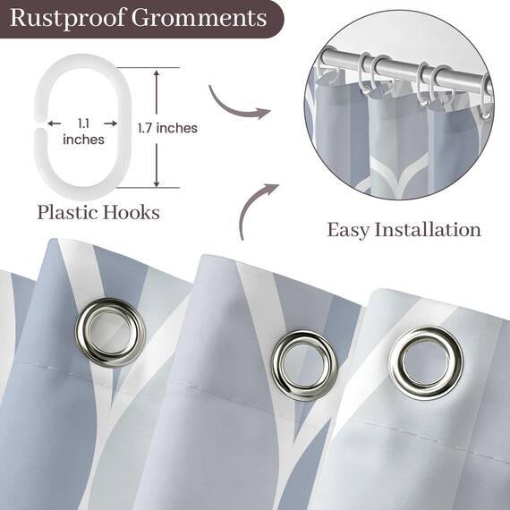 Gelbchu Duschvorhang, geometrisch, dunkelblau, wasserdichtes Design und Polyester, schnell trocknend, blauer Stoff Duschvorhänge Set für Badezimmer 72x72, langlebig und waschbar mit 12 Haken