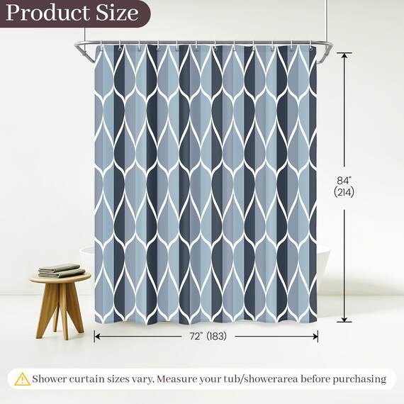 Gelbchu Aegean Blue Fabric Bath Shower Curtain,Waterproof Design and Polyester,Quick-Drying,Heavy Weight,Extra Long Cloth Shower Curtain Set for Bathroom W 72 X H 84,Machine Washable with 12 Hooks