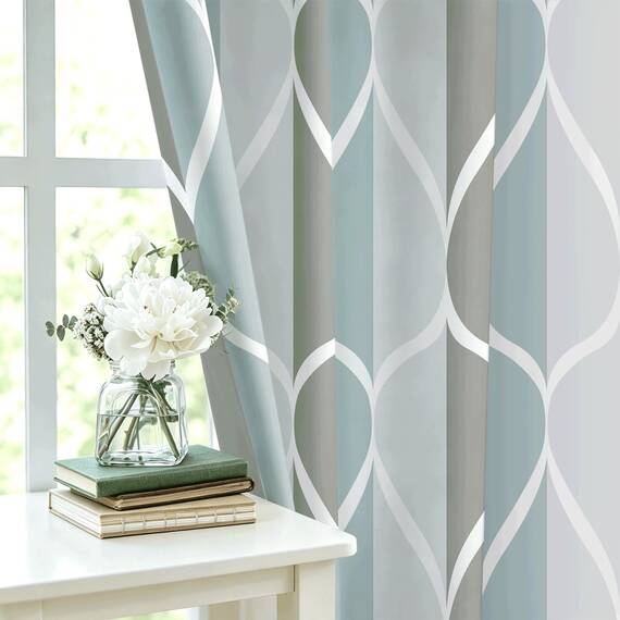 Gelbchu Grauer Stoff Geometrische Duschvorhang, Wasserdichtes Design und Polyester, Schnelltrocknend, Duschvorhänge Set für Badezimmer B 72 x H 78, langlebig und waschbar mit 12 Haken