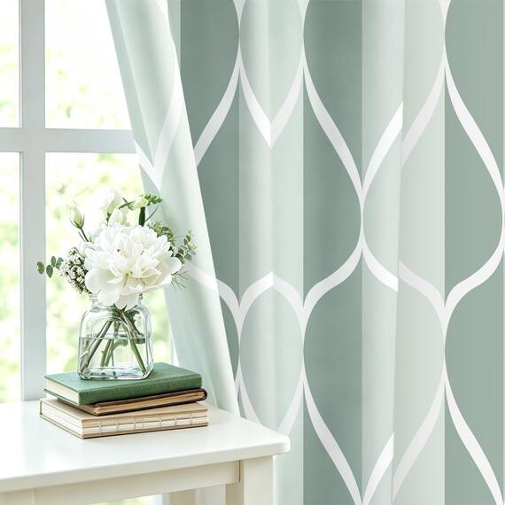 Gelbchu Duschvorhang, dunkelgrün, geometrisch, wasserdichtes Design und Polyester, schnell trocknend, beschwerter Saum, grüner Stoff, 72 x 72, langlebig und waschbar mit 12 Haken