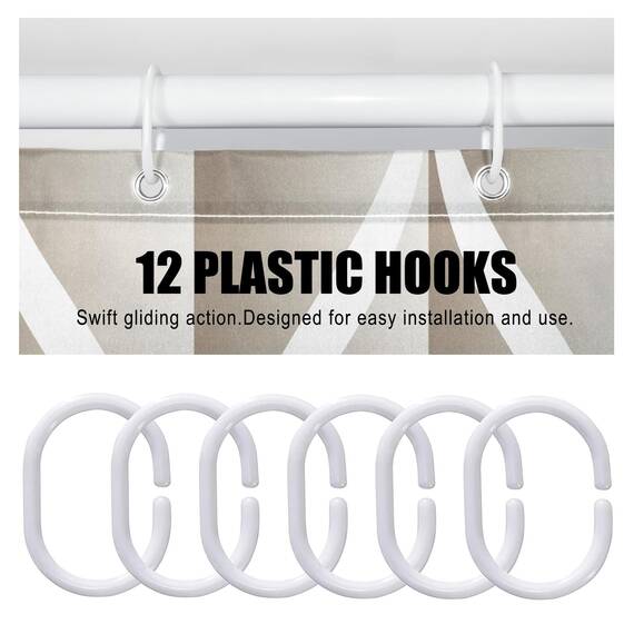 Gelbchu Cremefarbener Duschvorhang, 183 x 183 cm, wasserdichtes Design und Polyester, schnell trocknend, strapazierfähiges Duschvorhänge-Set für Badezimmer, maschinenwaschbar mit 12 Kunststoffhaken