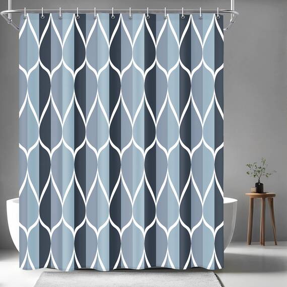 Gelbchu Aegean Blue Bath Duschvorhang, B 60 x H 72, wasserdichtes Design und Polyester, schnell trocknend, beschwerter Saum, Duschvorhänge-Set für Badezimmer, maschinenwaschbar mit 10 Haken
