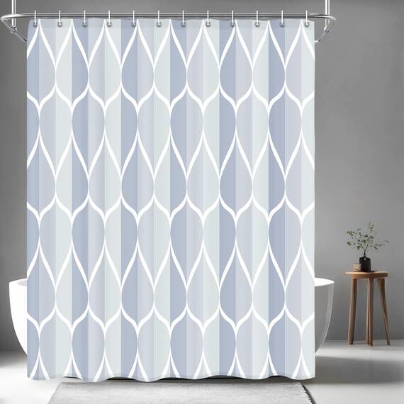 Gelbchu Duschvorhang, geometrisch, dunkelblau, wasserdichtes Design und Polyester, schnell trocknend, blauer Stoff Duschvorhänge Set für Badezimmer 72x72, langlebig und waschbar mit 12 Haken