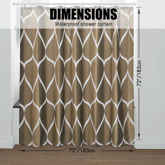 Gelbchu Brauner geometrischer Duschvorhang, wasserdichtes Design und Polyester, schnell trocknend, brauner Stoff Duschvorhänge Set für Badezimmer B 72 x H 72, langlebig und waschbar mit 12 Haken