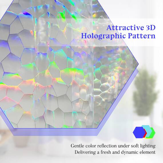 Mrs Awesome Holografischer Duschvorhang mit 3 Magneten für Badezimmer, wasserdicht, transparent, Kunststoff, schillernd, glitzernd, PEVA-Schutzfolie, 182,9 x 182,9 cm