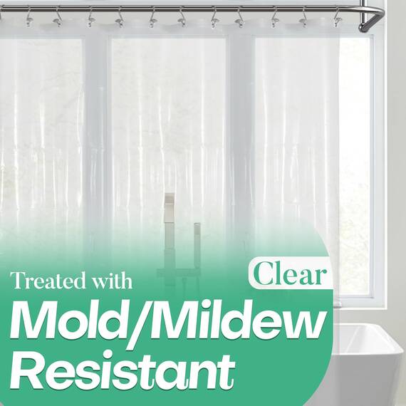 Mrs Awesome Transparenter Duschvorhang mit 3 Magneten, 182,9 x 182,9 cm, hochwertiger, Flexibler Stabiler Kunststoff-Duschvorhang für Badezimmer, leicht und wasserdicht, Transparent