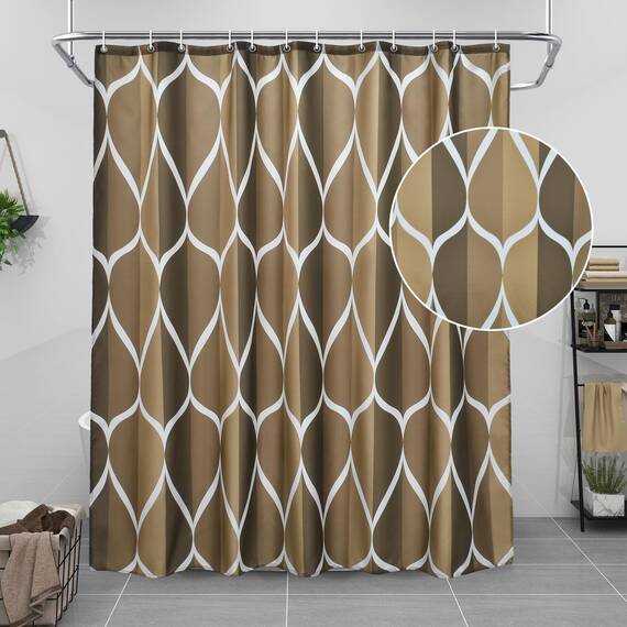 Gelbchu Brauner geometrischer Duschvorhang, wasserdichtes Design und Polyester, schnell trocknend, brauner Stoff Duschvorhänge Set für Badezimmer B 72 x H 72, langlebig und waschbar mit 12 Haken
