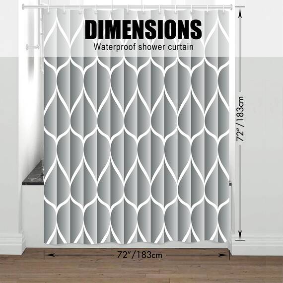 Gelbchu Hellgrauer Duschvorhang, 183 x 183 cm, wasserdichtes Design und Polyester, schnell trocknend, strapazierfähiges Duschvorhänge-Set für Badezimmer, maschinenwaschbar mit 12 Kunststoffhaken