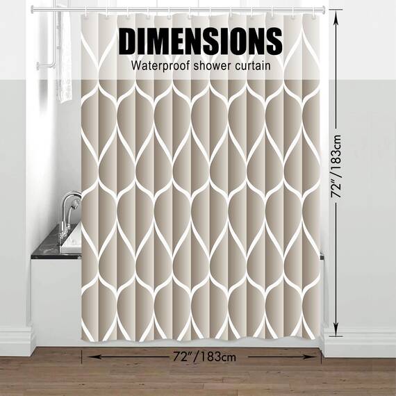 Gelbchu Cremefarbener Duschvorhang, 183 x 183 cm, wasserdichtes Design und Polyester, schnell trocknend, strapazierfähiges Duschvorhänge-Set für Badezimmer, maschinenwaschbar mit 12 Kunststoffhaken