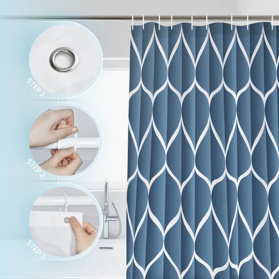 Gelbchu Duschvorhang Mondhellblau Stoff Wasserdicht Design und Polyester Schnell trocknend Beschwerter Saum für Badezimmer 183 x 183 cm (B x H) Maschinenwaschbar mit 12 Haken