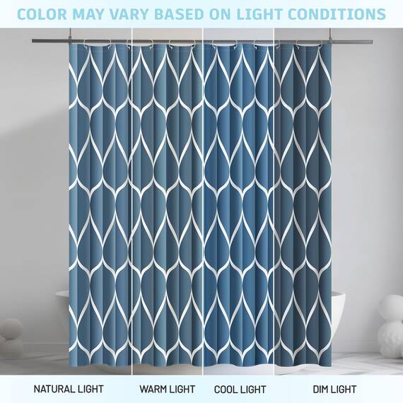 Gelbchu Duschvorhang Mondhellblau Stoff Wasserdicht Design und Polyester Schnell trocknend Beschwerter Saum für Badezimmer 183 x 183 cm (B x H) Maschinenwaschbar mit 12 Haken