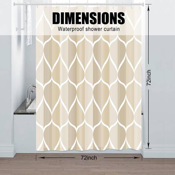 Gelbchu Elfenbeinfarbener Stoff Duschvorhang B 72xH 72, wasserdichtes Design und Polyester, schnell trocknend, beschwerter Saum, Duschvorhänge Set für Badezimmer, langlebig und waschbar mit 12 Haken