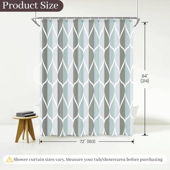 Gelbchu Grauer Stoff-Bad-Duschvorhang, wasserdichtes Design und Polyester, schnell trocknend, schwer, extra langes Stoff-Duschvorhang-Set für Badezimmer B 72xH 84, langlebig und waschbar mit 12 Haken