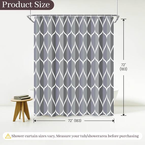 Gelbchu Grau-Blau, 183 x 183 cm, Stoff-Duschvorhang, wasserdichtes Design und Polyester, schnell trocknend, strapazierfähiges Duschvorhänge-Set für Badezimmer, maschinenwaschbar mit 12 Kunststoffhaken