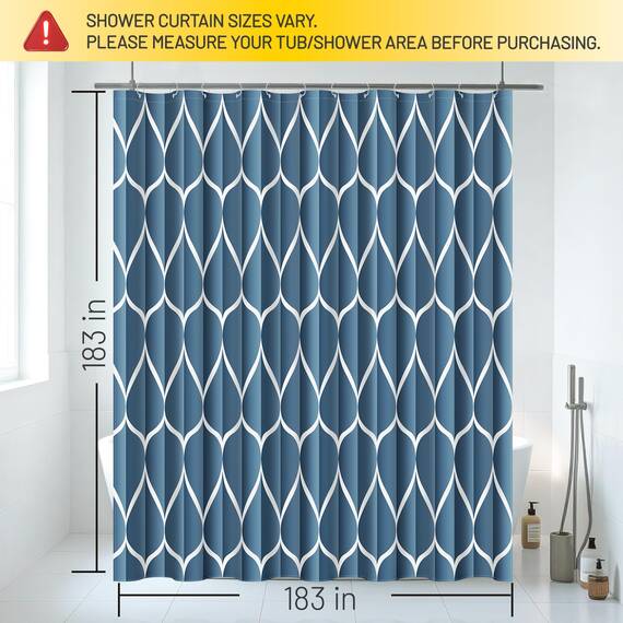 Gelbchu Duschvorhang Mondhellblau Stoff Wasserdicht Design und Polyester Schnell trocknend Beschwerter Saum für Badezimmer 183 x 183 cm (B x H) Maschinenwaschbar mit 12 Haken