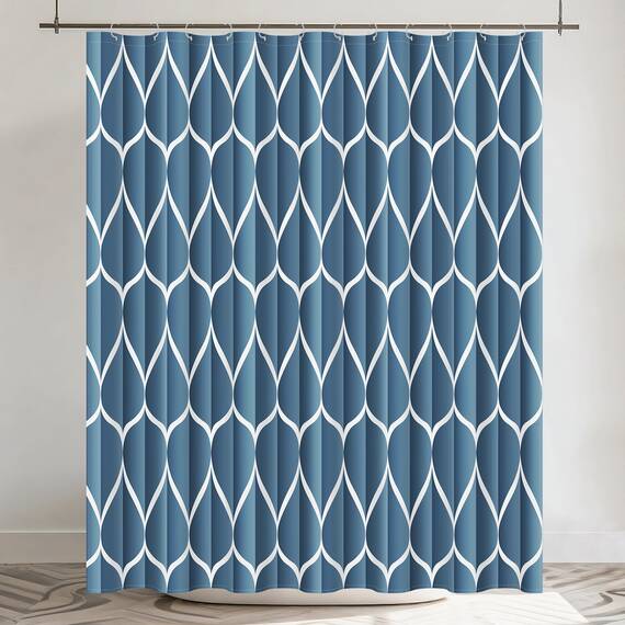 Gelbchu Duschvorhang Mondhellblau Stoff Wasserdicht Design und Polyester Schnell trocknend Beschwerter Saum für Badezimmer 183 x 183 cm (B x H) Maschinenwaschbar mit 12 Haken
