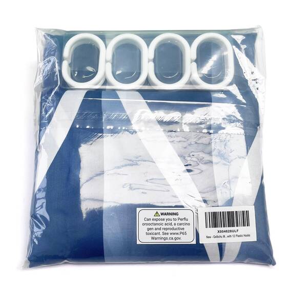 Gelbchu Duschvorhang Mondhellblau Stoff Wasserdicht Design und Polyester Schnell trocknend Beschwerter Saum für Badezimmer 183 x 183 cm (B x H) Maschinenwaschbar mit 12 Haken