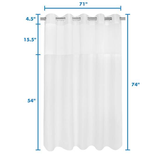River Dream Textrue-Stoff-Duschvorhang mit Schnappverschluss, Hotelqualität, Spa-ähnlich, 180,3 x 188 cm, Weiß