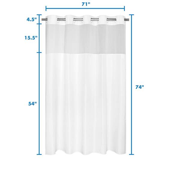 River Dream Moderner Duschvorhang oder Liner in Hotelqualität, kein Haken nötig, Weiß + Fenster, Standard (71 B x 74 L)