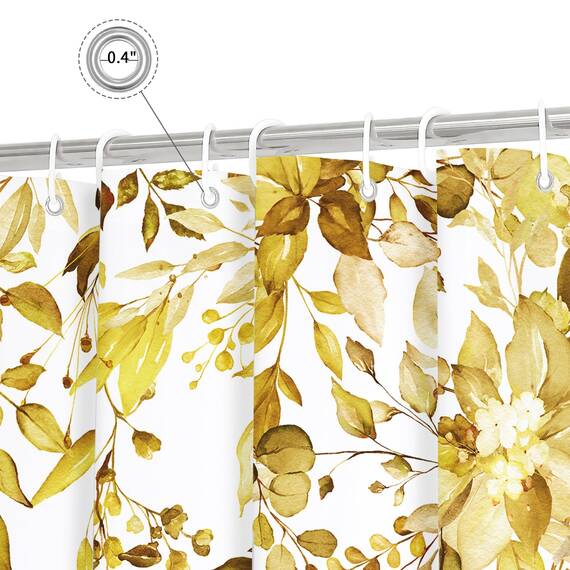Gibelle Duschvorhang mit Blumenmuster, klein, 91,4 x 183 cm, schmal, gelbe Blumen, Duschvorhang für Badezimmer, Aquarellpflanze, Eukalyptusblätter, Stoff-Duschvorhang-Set