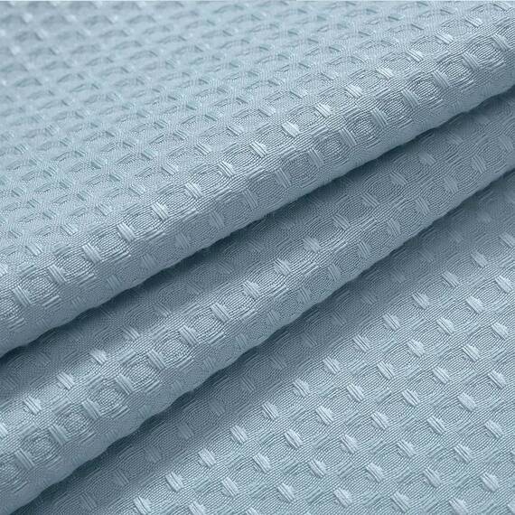River Dream Duschvorhang, schwer, keine Haken erforderlich, gepunktet, Waffelgewebe, mit Einrastfutter, extra lang, 71 x 86 cm, Hotelqualität, Spa-ähnlicher Badvorhang, Blau