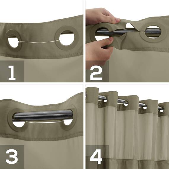 River Dream Duschvorhang ohne Haken, strukturiert, mit PEVA-Innenfutter, 180,3 x 188 cm, Hotel-Stil mit durchsichtigem Fenster, maschinenwaschbar und wasserabweisend, Taupe, 71 x 74 cm
