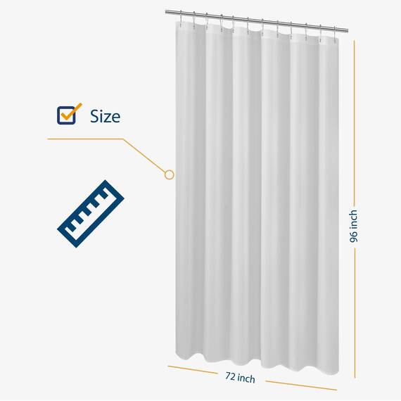 N&Y HOME Duschvorhang, extra lang, 182,9 x 243,8 cm, Hotelqualität, waschbar, wasserabweisend, weiße Spa-Badezimmervorhänge mit Ösen, 183 x 244 cm