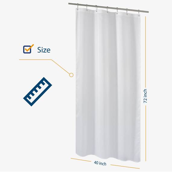 N&Y HOME Duschvorhang aus Stoff, 101,6 x 182,9 cm, Badezimmerstallgröße, Hotelqualität, waschbar, wasserabweisend, weiße Spa-Badezimmervorhänge mit Ösen, 101,6 x 183,9 cm