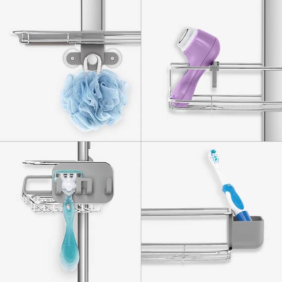 Simplehuman BT1099 Duschregal, Edelstahl, Silber, 15 x 36.8 x cm, 1 Einheiten