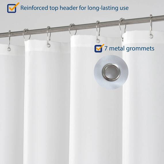 N&Y HOME Duschvorhang aus Stoff, 101,6 x 182,9 cm, Badezimmerstallgröße, Hotelqualität, waschbar, wasserabweisend, weiße Spa-Badezimmervorhänge mit Ösen, 101,6 x 183,9 cm