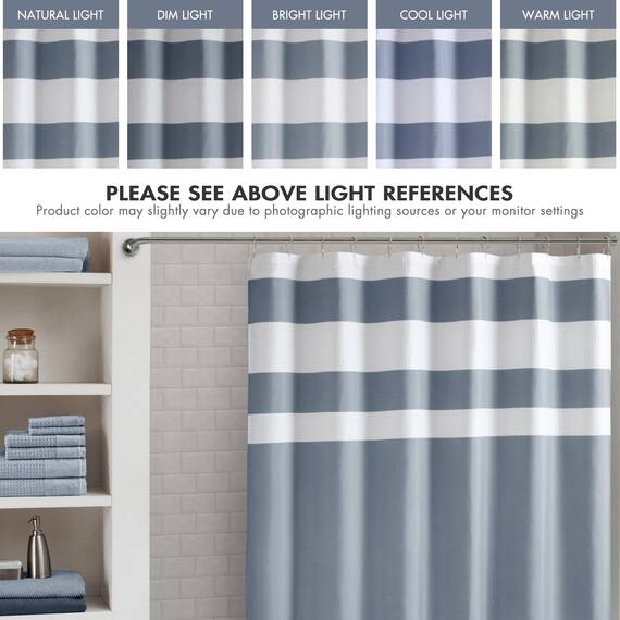 Madison Park Spa-Duschvorhang, extralang, 182,9 x 213,4 cm, modernes Spa-Qualität, Indigoblau